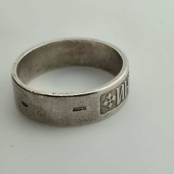 Russian Sterling Silver Ring 925 Band Size 10 Vintage Religious Jewelry USSR - Picture 10 of 11